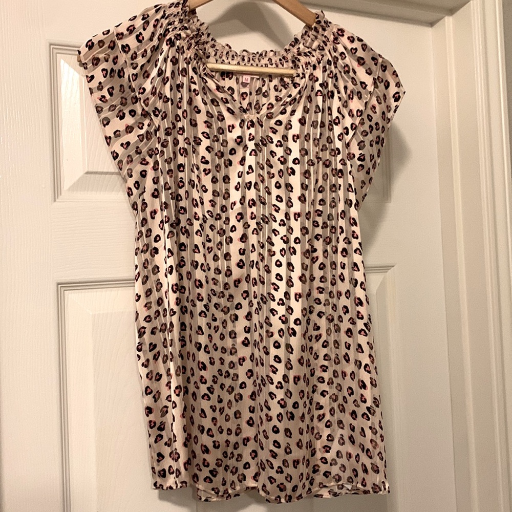Stella & Dot pink leopard print top